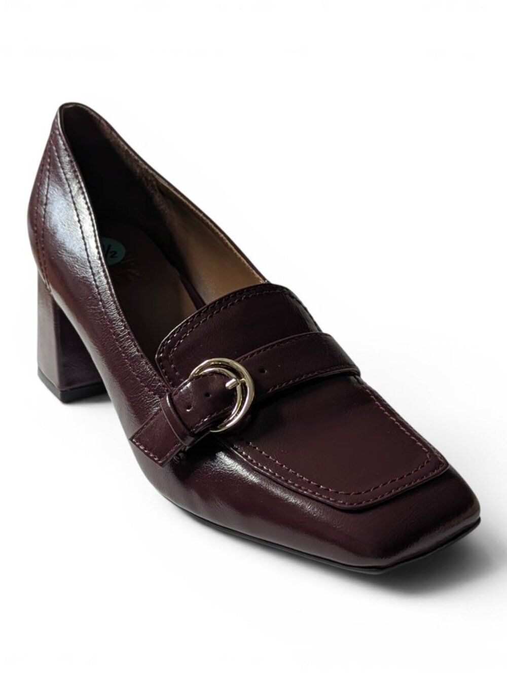 Naturalizer Womens Ines Red Wine Block Heel Loafer Inspired Pumps Size 8.5 NWOB